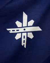 Load image into Gallery viewer, Navy Blue Scarf with Flower in Center