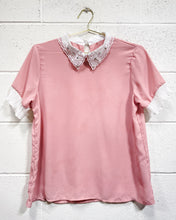 Load image into Gallery viewer, Pink Blouse with Sheer Collar (L)