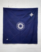 Load image into Gallery viewer, Navy Blue Scarf with Flower in Center