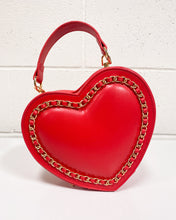 Load image into Gallery viewer, Red Heart Purse with Gold Chain Detail
