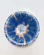 Load image into Gallery viewer, Vintage Blue and Gold Swirl Enamel Plate