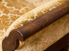 Load image into Gallery viewer, Edwardian Solid Walnut Frame Victorian Damask Gold Sofa