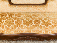 Load image into Gallery viewer, Edwardian Solid Walnut Frame Victorian Damask Gold Sofa