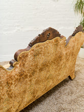 Load image into Gallery viewer, Edwardian Solid Walnut Frame Victorian Damask Gold Sofa