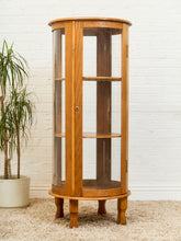 Load image into Gallery viewer, Oak Round Vintage Curio Cabinet