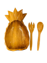 Load image into Gallery viewer, Wooden Pineapple Bowl with Spoon and Spork