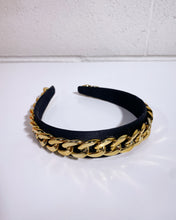 Load image into Gallery viewer, Black Headband with Gold Chain Detail