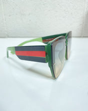 Load image into Gallery viewer, Oversized Green Sunnies with Red and Black Detail