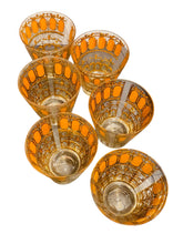 Load image into Gallery viewer, Rare Set of Six 22K Gold and Orange Tumblers