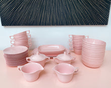 Load image into Gallery viewer, Vintage Bubblegum Pink Melamine Dish-ware - Set of 55