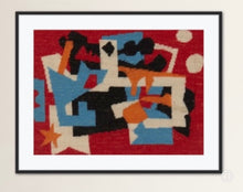 Load image into Gallery viewer, Pair of Fiber Art needlework tapestry in the manner of Stuart Davis