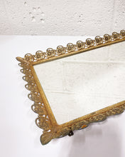 Load image into Gallery viewer, Vintage Ornate Gold Rectangular Mirror Tray