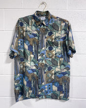 Load image into Gallery viewer, Vintage Graphic Silk Button Up - As Found (S)