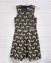 Load image into Gallery viewer, Graphic Olive Green Dress with Pockets and Peekaboo Back(4)