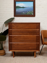 Load image into Gallery viewer, Restored Highboy Sleek Walnut Dresser