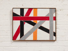 Load image into Gallery viewer, Intersections in Crimson Geometric Abstract Painting in Red Black Gray and Orange by Julio De La Concha