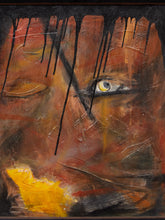 Load image into Gallery viewer, Watchful Eyes Framed Abstract Figurative Painting with Dripping Black Detail