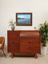 Load image into Gallery viewer, Vintage Secretary Highboy Tambour desk