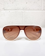 Load image into Gallery viewer, Cream Aviator Sunnies with Brown Lenses