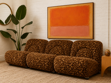 Load image into Gallery viewer, 1970’s Floral Italian Modular Sofa in Brown Vintage Print Upholstery