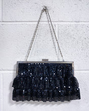 Load image into Gallery viewer, Black Bead Mesh Evening Bag
