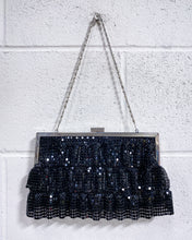 Load image into Gallery viewer, Black Bead Mesh Evening Bag