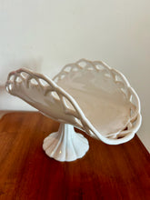 Load image into Gallery viewer, White Milk Glass Pedestal Fruit Centerpiece Basket