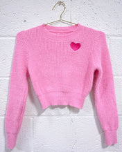 Load image into Gallery viewer, Pink Crop Sweater with Heart (M)