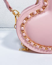 Load image into Gallery viewer, Pink Heart Purse with Gold Chain Detail