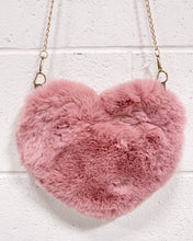 Load image into Gallery viewer, Fuzzy Heart Shaped Pink Purse