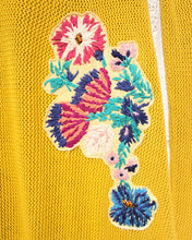 Load image into Gallery viewer, Mustard Knit Blouse with Floral Appliqués