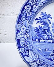 Load image into Gallery viewer, Blue and White Transferware Plate with Farm Scene