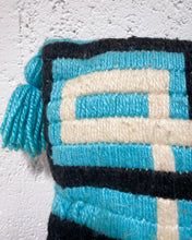 Load image into Gallery viewer, Vintage Blue Woven Pillow with Tassels