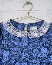 Load image into Gallery viewer, Vintage Blue and Black Floral Dress (6)