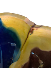 Load image into Gallery viewer, Vintage Oaxacan Blue Green Drip Glaze Scalloped Bowl