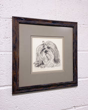 Load image into Gallery viewer, Vintage Framed Sketch of a Shih Tzu by M. Tinoro