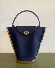 Load image into Gallery viewer, Vintage Blue Wool Handbag