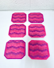 Load image into Gallery viewer, Set of 6 Pink and Purple Needlepoint Coasters