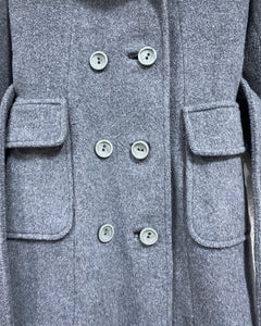 Vintage Grey Wool Coat with Fur Detail