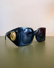 Load image into Gallery viewer, Oversized Black Sunnies with Gold Circle Detail