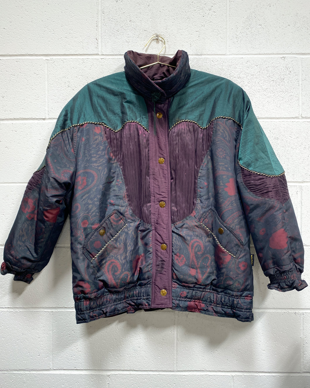Vintage Jewel Tone Puffer Jacket (M)