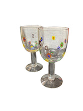 Load image into Gallery viewer, Pair of Millefiori Murano Hand Blown Wine Goblets