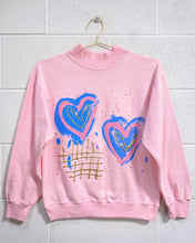 Load image into Gallery viewer, Vintage Baby Pink Sweatshirt with Gitter Hearts