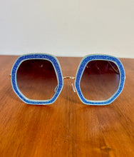Load image into Gallery viewer, Geometric Blue Glittery Sunnies
