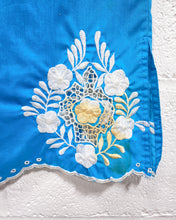 Load image into Gallery viewer, Vintage Turquoise Embroidered Long Blouse - As Found (M)