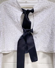 Load image into Gallery viewer, Cropped White Sequin Jacket with Black Ties (M)