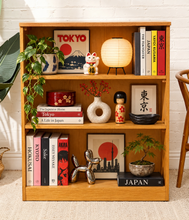 Load image into Gallery viewer, Vintage Light Wood Three-Shelf Bookcase
