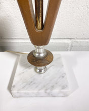 Load image into Gallery viewer, Vintage Small Wood and Stone Table Lamp - As Found