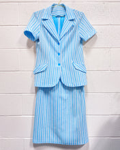 Load image into Gallery viewer, Vintage 2-piece Teal and White Skirt Set