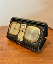 Load image into Gallery viewer, Vintage Elgin Automatic Travel Clock Radio, AM Band, Leather Case, Radio & Leather Case - Made In Hong Kong, Clock - Made In Japan, Circa 1965 - 1969